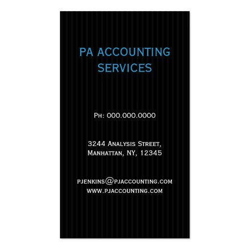 Pinstripe Suit Accountant Business Card Template (back side)