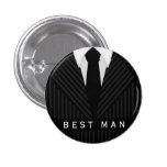 Pinstripe Suit Bachelor Party Best Man Round Pin buttons