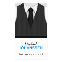 Pinstripe Suit Vest Tie Accountant Business Cards