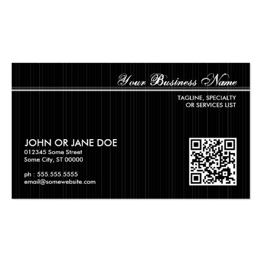 pinstriped QR code Business Card Templates (front side)