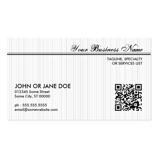 pinstriped QR code Business Cards (front side)