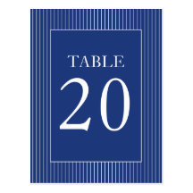 Pinstripes Table Numbers (Navy Blue / White) Post Cards