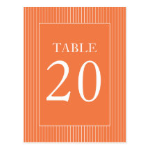 Pinstripes Table Numbers (Orange / White) Postcards