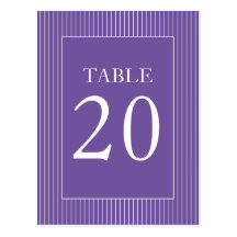 Pinstripes Table Numbers (Plum Purple / White) Post Cards