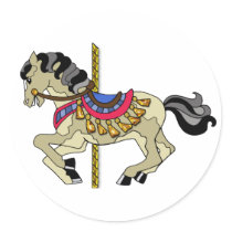 Pinto Carousel Horse Round Sticker