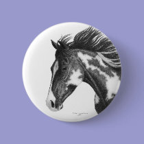 Pinto Horse Button