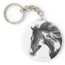 Pinto Horse Keychain