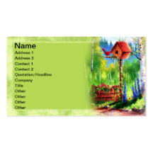 Pintura del Birdhouse del jardín Tarjetas Personales
