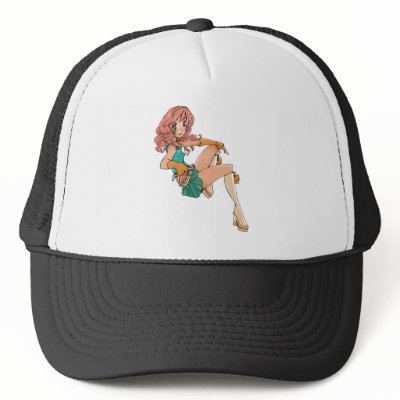Pinup Anime Girl Trucker Hats by midnight766