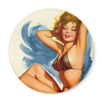 Pinup Beach Beauty Magnets
