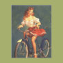 Pinup Beauty On Her Bike Postcard