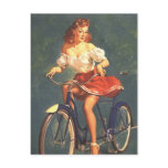 Pinup Beauty On Her Bike Postcard