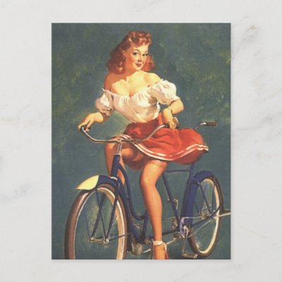 Pinup Beauty On Her Bike Postcard