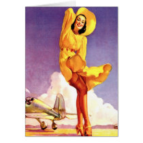 Pinup Girl at the Airport cards by tnmpastperfect Pinup Girl at the Airport cards