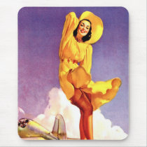Pinup Girl at the Airport mousepads by tnmpastperfect Pinup Girl at the Airport mousepads