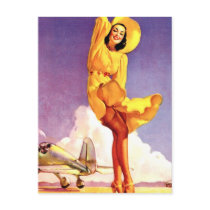 Pinup Girl at the Airport postcards by tnmpastperfect Pinup Girl at the Airport postcards