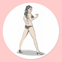 Pinup girl beach babe stickers by ideabrain Pinup girl beach babe stickers