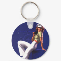 Pinup Girl By the Bay keychains by tnmpastperfect Pinup Girl By the Bay keychains