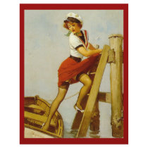 Pinup Girl Docking Boat letterhead