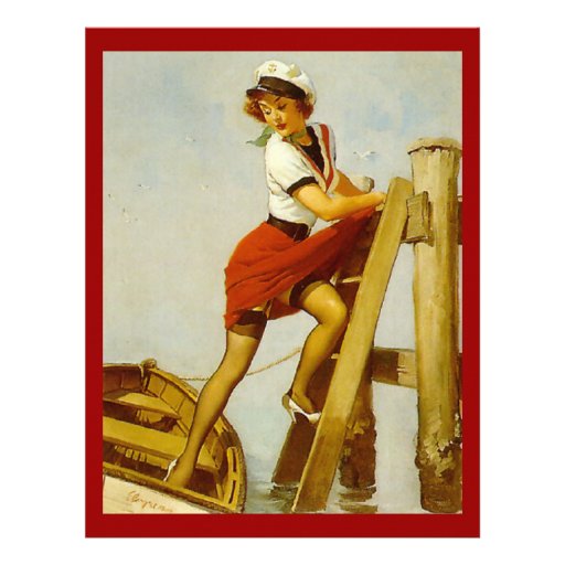 Pinup Girl Docking Boat Letterhead Zazzle