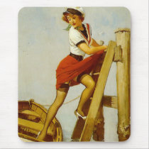 Pinup Girl Docking Boat Mouse Pads