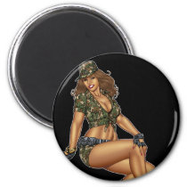 army, military, pinup, girl, woman, wife, wives, boots, camo, Magnet with custom graphic design