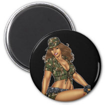 army, military, pinup, girl, woman, wife, wives, boots, camo, Magnet med brugerdefineret grafisk design