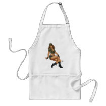 army, military, pinup, girl, woman, wife, wives, boots, camo, Apron with custom graphic design
