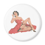 Pinup in Long Dress and Nylons Magnets