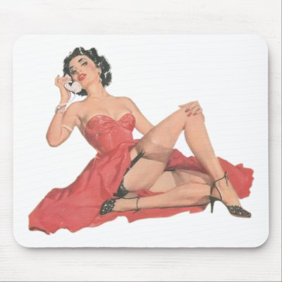 Pinup in Long Dress and Nylons Mousepads Zazzle_mousepad Pinup in Long Dress and Nylons Mousepads Zazzle_mousepad