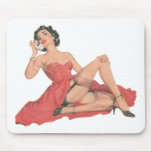 Pinup in Long Dress and Nylons Mousepads