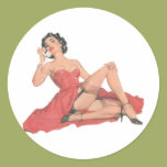 Pinup in Long Dress and Nylons Stickers