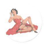 Pinup in Long Dress and Nylons Stickers