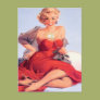 Pinup in Red Dress Post Card