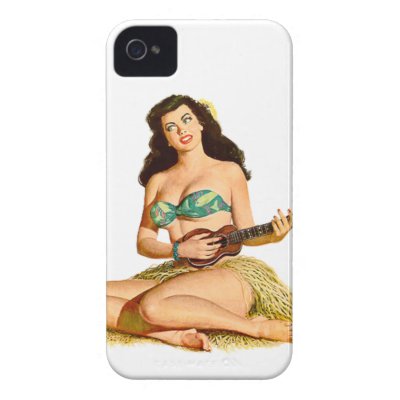 Pinup Pin up playing guitar in bikini Case-Mate iPhone 4 Case