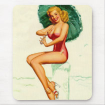 Pinup Posing at the Beach Mousepad
