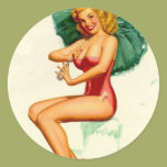 Pinup Posing at the Beach Stickers