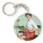 Pinup Secretary Keychain