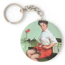 Pinup Secretary Keychain
