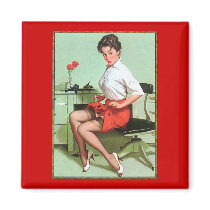 Pinup Secretary Refrigerator Magnets