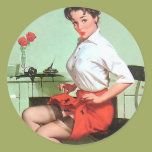Pinup Secretary Round Sticker