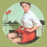 Pinup Secretary Round Sticker Pinup Secretary Round Sticker