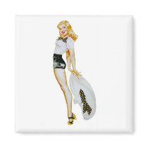 Pinup With Big Hat Fridge Magnet