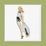 Pinup With Big Hat Fridge Magnet
