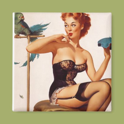 Pinup With Parrot Refrigerator Magnet Zazzle_magnet Pinup With Parrot Refrigerator Magnet Zazzle_magnet