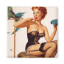 Pinup With Parrot Refrigerator Magnet