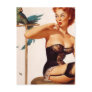 Pinup With Parrot Post Card