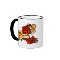 Pinup with Roses Coffee Mugs
