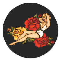 Pinup with Roses stickers