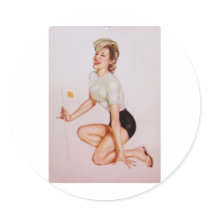 PinUpz Girl 9 Round Sticker